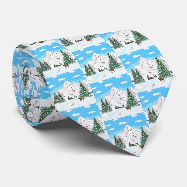 Snow Mountains Neck Tie (Rolled)