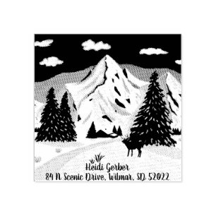 Snow Mountains Rubber Stamp