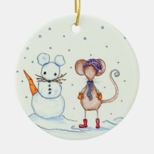 Snow Mouse and Friend Ornament
