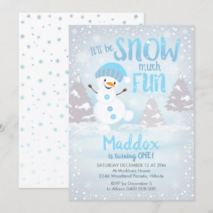 Snow much Fun 1st Birthday Invitation Winter Boy