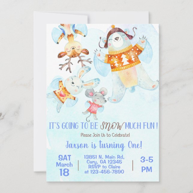 Snow much fun boy winter birthday invitation. invitation (Front)