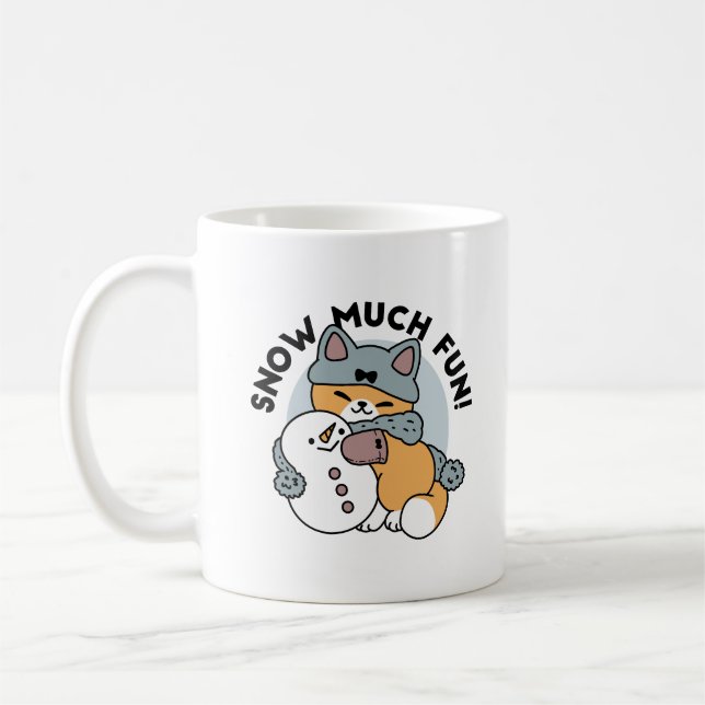 Snow Much Fun Cat Winter Holiday Design Coffee Mug (Left)