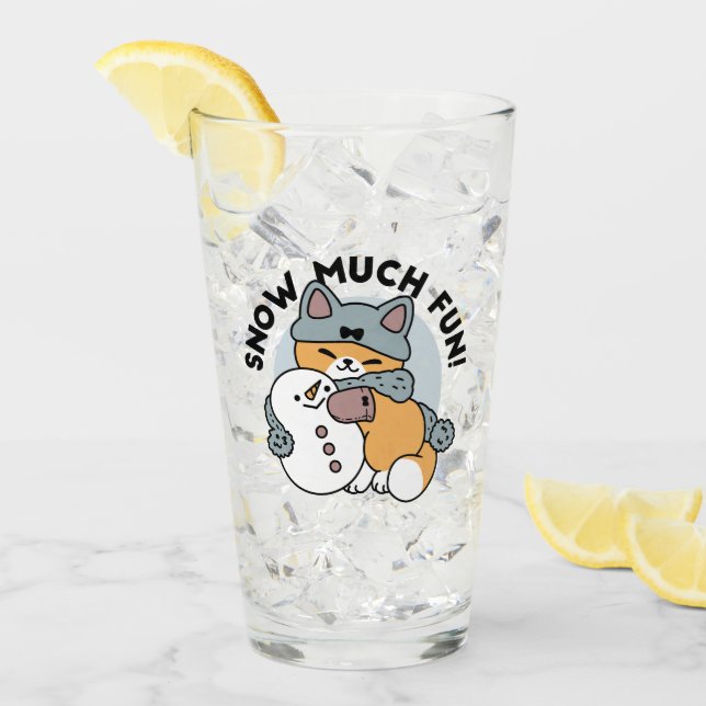 Snow Much Fun Cat Winter Holiday Design Glass (Front Ice)