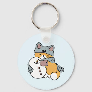 Snow Much Fun Cat Winter Holiday Design Key Ring