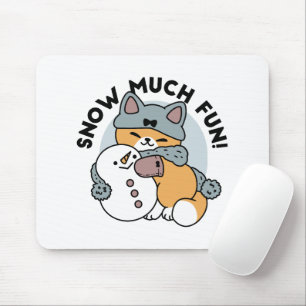 Snow Much Fun Cat Winter Holiday Design Mouse Mat