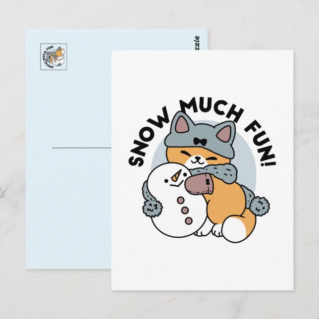 Snow Much Fun Cat Winter Holiday Design Postcard (Front/Back)