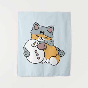 Snow Much Fun Cat Winter Holiday Design Tapestry