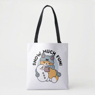 Snow Much Fun Cat Winter Holiday Design Tote Bag