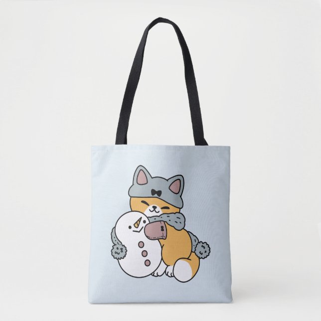 Snow Much Fun Cat Winter Holiday Design Tote Bag (Front)