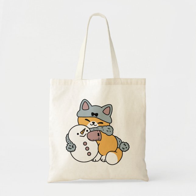 Snow Much Fun Cat Winter Holiday Design Tote Bag (Front)