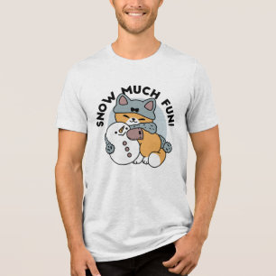 Snow Much Fun Cat Winter Holiday Design Tri-Blend Shirt
