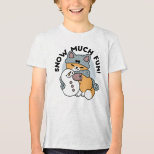 Snow Much Fun Cat Winter Holiday Design Tri-Blend Shirt