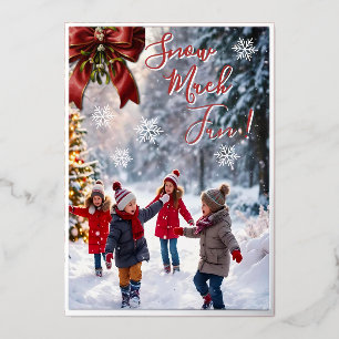 Snow Much Fun Children Playing Christmas Card