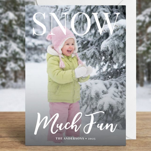 Snow Much Fun Minimalist Holiday Photo  Card (Creator Uploaded)