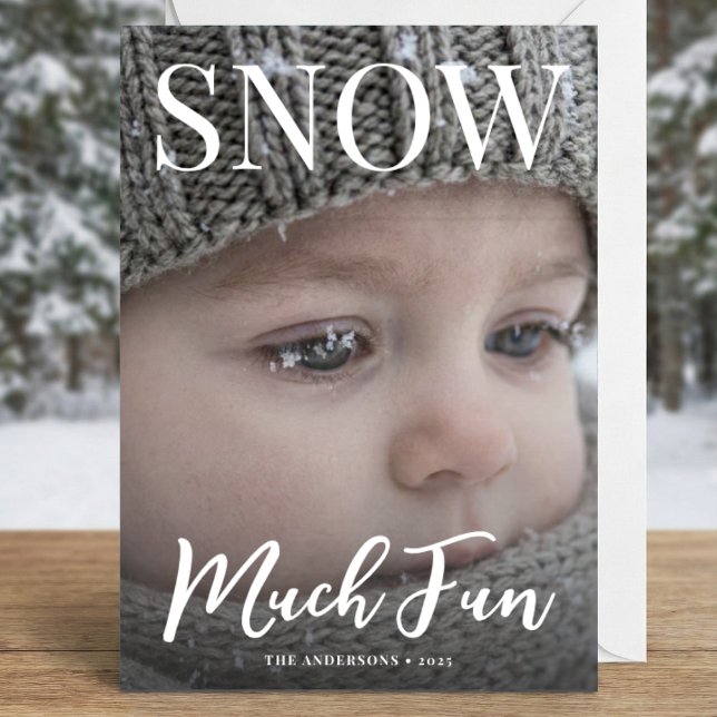 Snow Much Fun Minimalist Holiday winter Photo Card (Creator Uploaded)