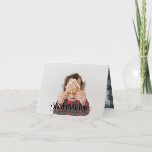 Snow much fun photo script text and tartan family note card