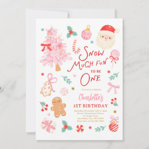 Snow Much Fun To Be One Christmas 1st Birthday Invitation