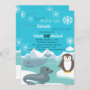 Snow Much Fun Turning One Birthday Invitation