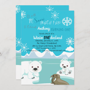 Snow Much Fun Turning One Birthday Invitation