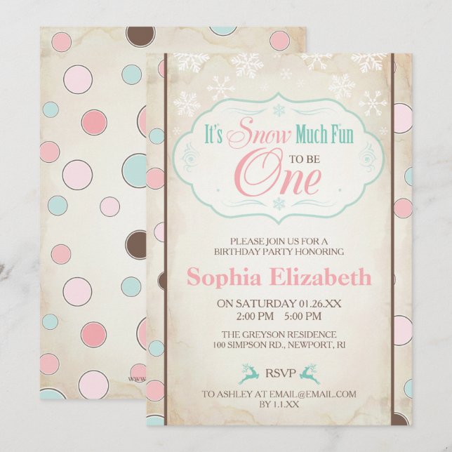 Snow Much Fun Winter Birthday Invite (Front/Back)
