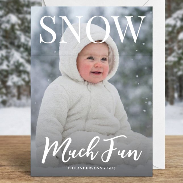 snow much fun winter snowflake photo snow holiday card (Creator Uploaded)