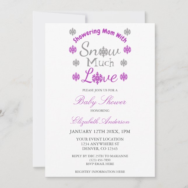 Snow Much Love Winter Snowflake Baby Shower Invitation (Front)