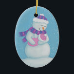 Snow Mum and Snow Baby Girl Ceramic Tree Decoration<br><div class="desc">This ornament would make a great addition to a new mummy's tree.  A loving Snow Mum gazes down at her sweet Snow Baby during a gentle snow-fall.</div>
