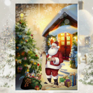 Snow On Christmas Eve Santa Personalise Names Holiday Card