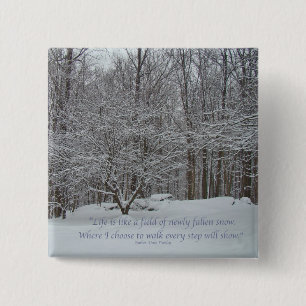 Snow on Dogwood Tree Quote Denis Waitley 15 Cm Square Badge
