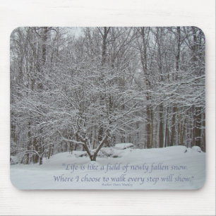 Snow on Dogwood Tree Quote Denis Waitley Mouse Mat