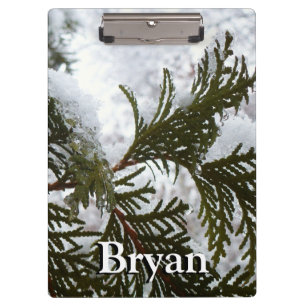 Snow on Evergreen Branches Clipboard