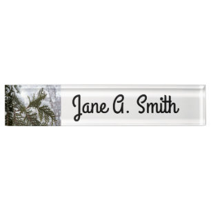 Snow on Evergreen Branches Nameplate