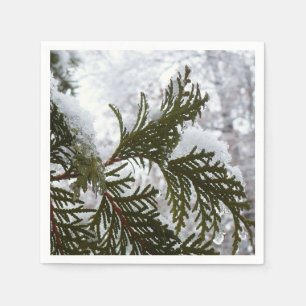 Snow on Evergreen Branches Napkin