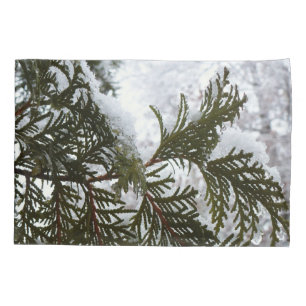 Snow on Evergreen Branches Pillowcase