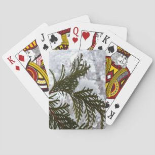 Snow on Evergreen Branches Playing Cards