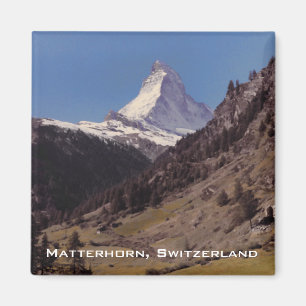 Snow on Matterhorn Blue Sky Alpine Forest Magnet