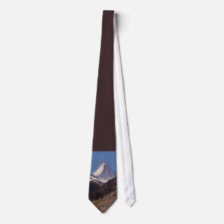 Snow on Matterhorn Blue Sky Alpine Forest Tie