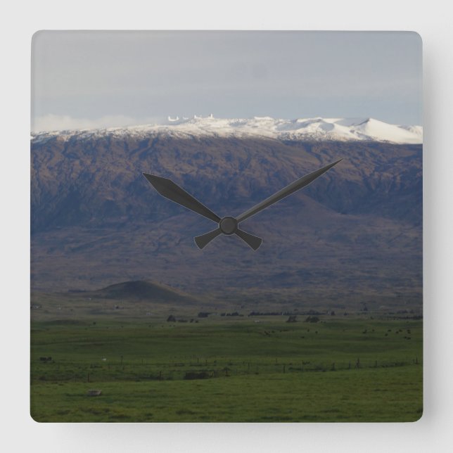 Snow on Mauna Kea Square Wall Clock (Front)