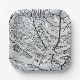 SNOW ON THE BRANCHES PAPER PLATE