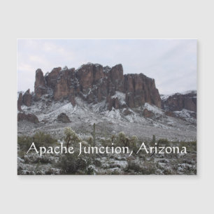 Snow on the superstition mountains