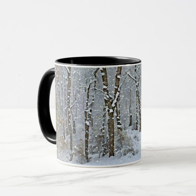 Snow on Winter Wild Trees Season Art Mug Cup (Front Left)