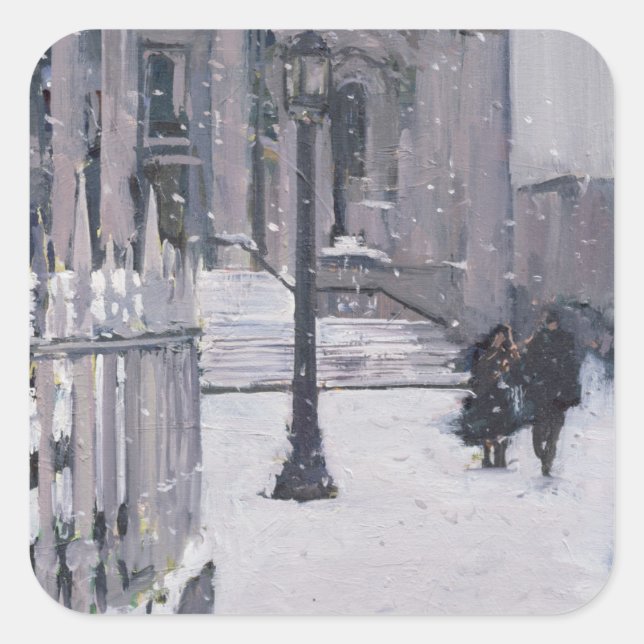 Snow outside St. Paul's 2009 Square Sticker (Front)