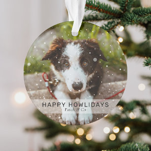 Snow Overlay 2 Custom Dog Photo Happy Howlidays Ornament
