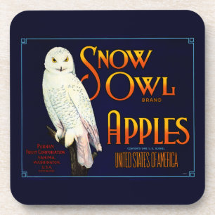 Snow Owl Apples Coaster