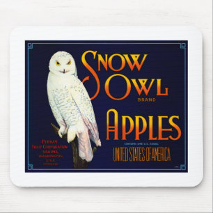 Snow Owl Apples Mouse Mat