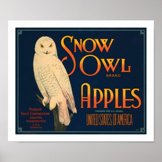 Snow Owl Brand Apples Poster (Front)