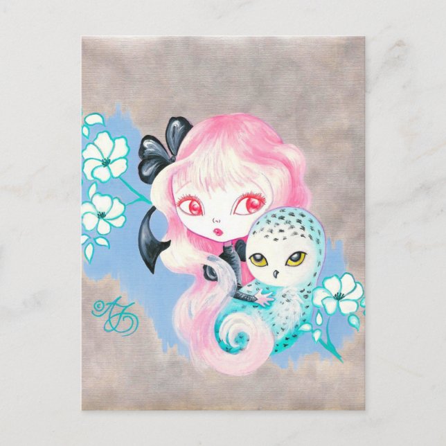 Snow Owl Friend Postcard (Front)