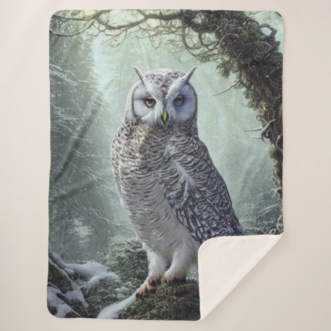 Snow Owl Sherpa Blanket (Front)