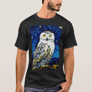 Snow Owl Starry Night Painting Men Women Children T-Shirt