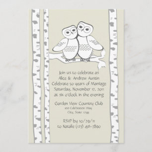 Snow Owls Anniversary Invitation